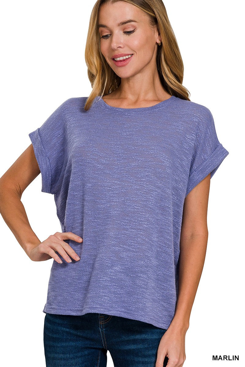 Hacci Slub Rolled Up Sleeve Top - DEAL
