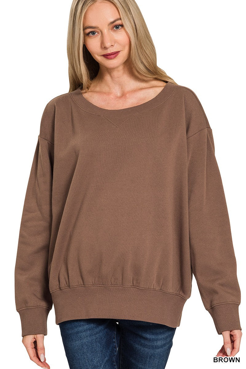 The Robyn Fleece Boat Neck Sweatshirts | Zenana (7 COLORS) *DEAL*
