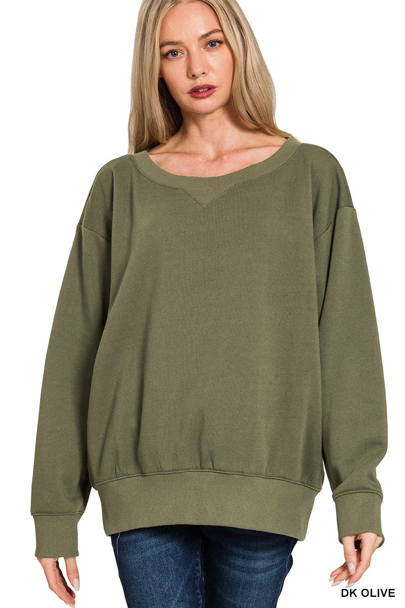 The Robyn Fleece Boat Neck Sweatshirts | Zenana (7 COLORS) *DEAL*