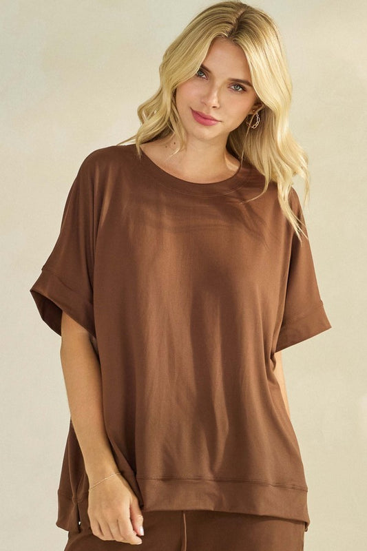 Women's Short Sleeve Ultracozy Crew Top | YELETE *30A SEPT PREORDER