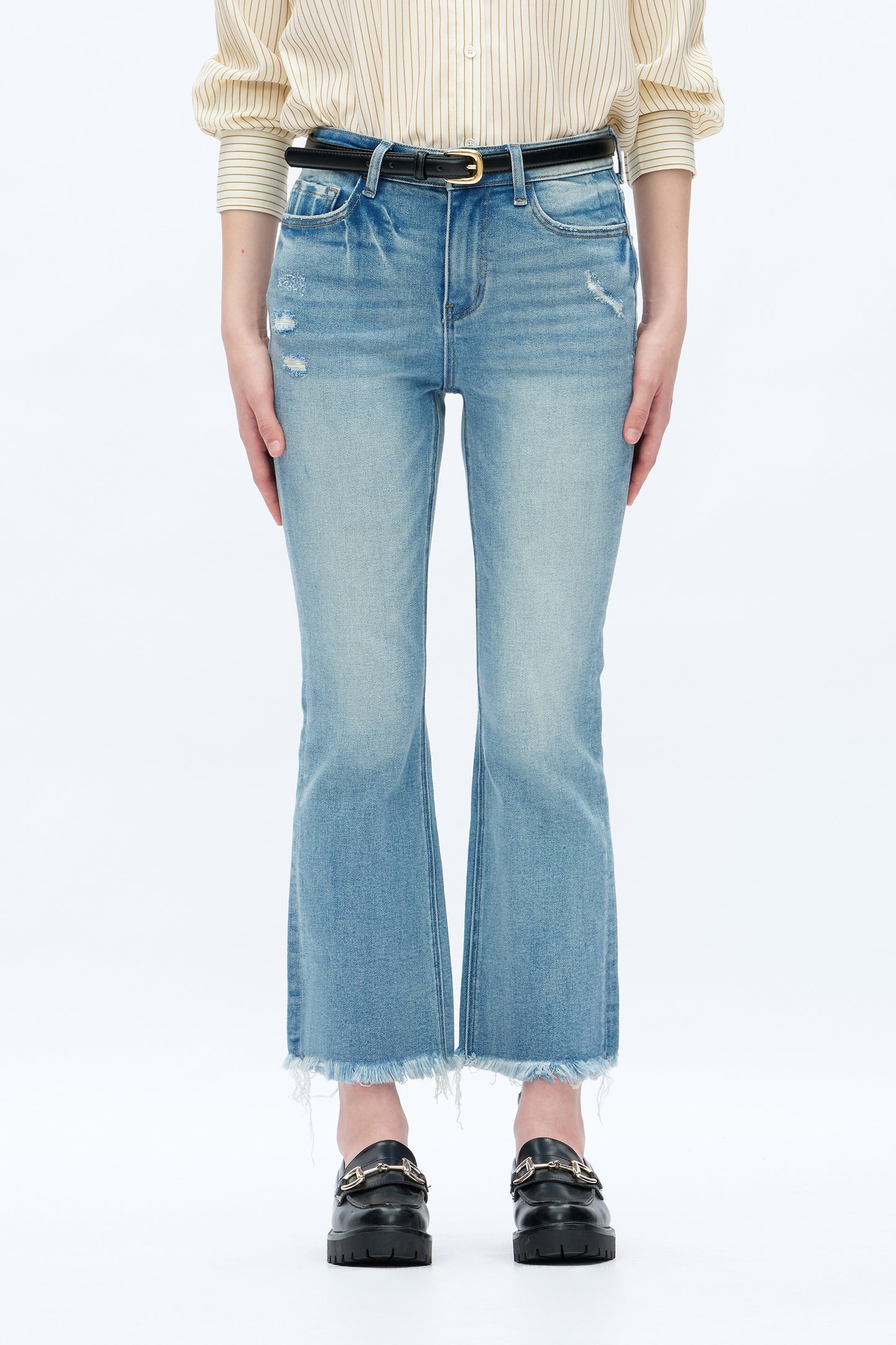 High Rise Destroyed Straight Leg Denim Jean - DEAL