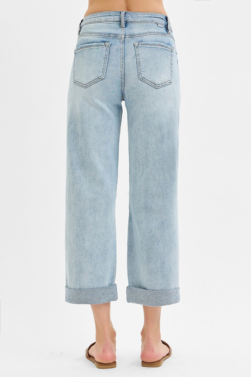 Light Mid-Rise Boyfriend Denim Jean with Cuff | Risen