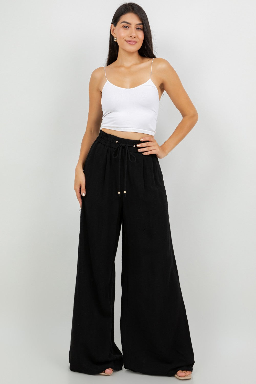 Linen Blend Plazzo Pants - Final Sale