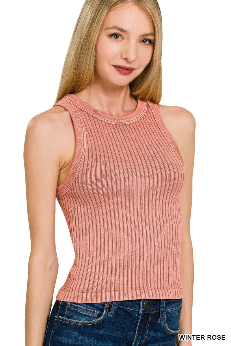 Ribbed Washed Seamless Tank Top | ZENANA *DEAL