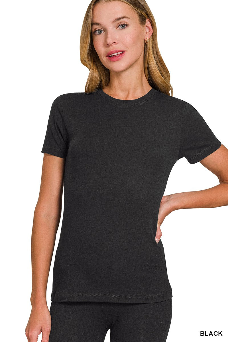 The Amelia Basic Crew Neck Short Sleeve Tee | Zenana (4 COLORS) *DEAL*