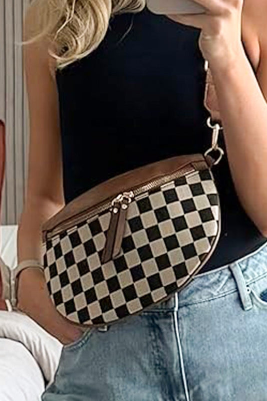 Duo Checkered Crossbody Sling Bag & Wallet | Zenana