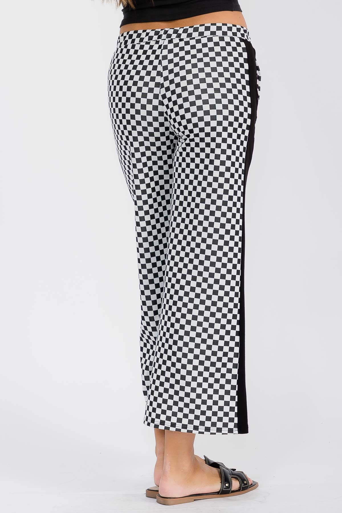 Black White Checkerboard Contrast Matching Pants