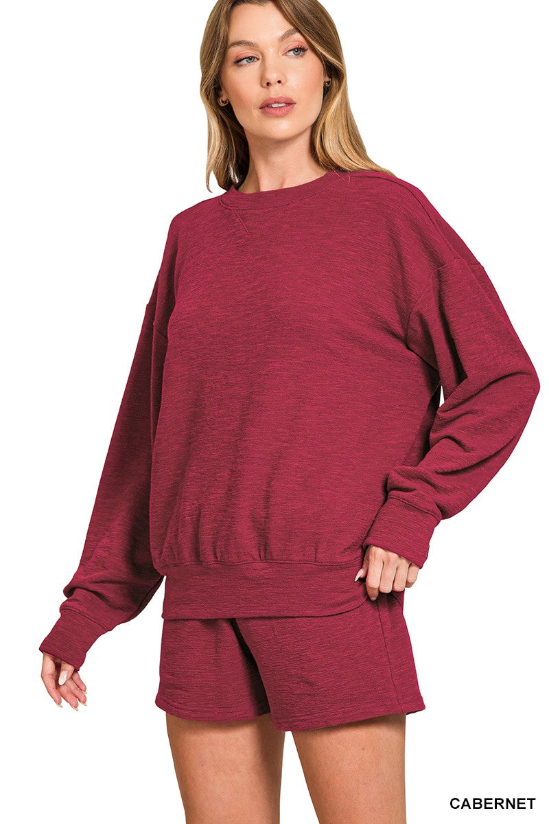 Slub Pullover & Shorts 2pcs Set (7 COLORS) | ZENANA *LA LIVE PREORDER