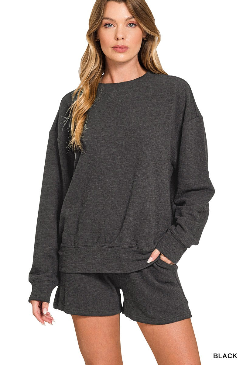 Slub Pullover & Shorts 2pcs Set (7 COLORS) | ZENANA *LA LIVE PREORDER