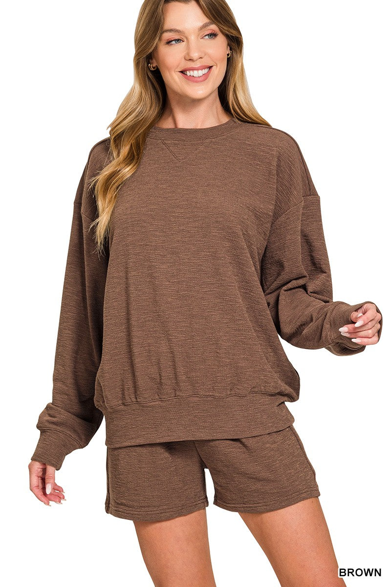 Slub Pullover & Shorts 2pcs Set (7 COLORS) | ZENANA *LA LIVE PREORDER