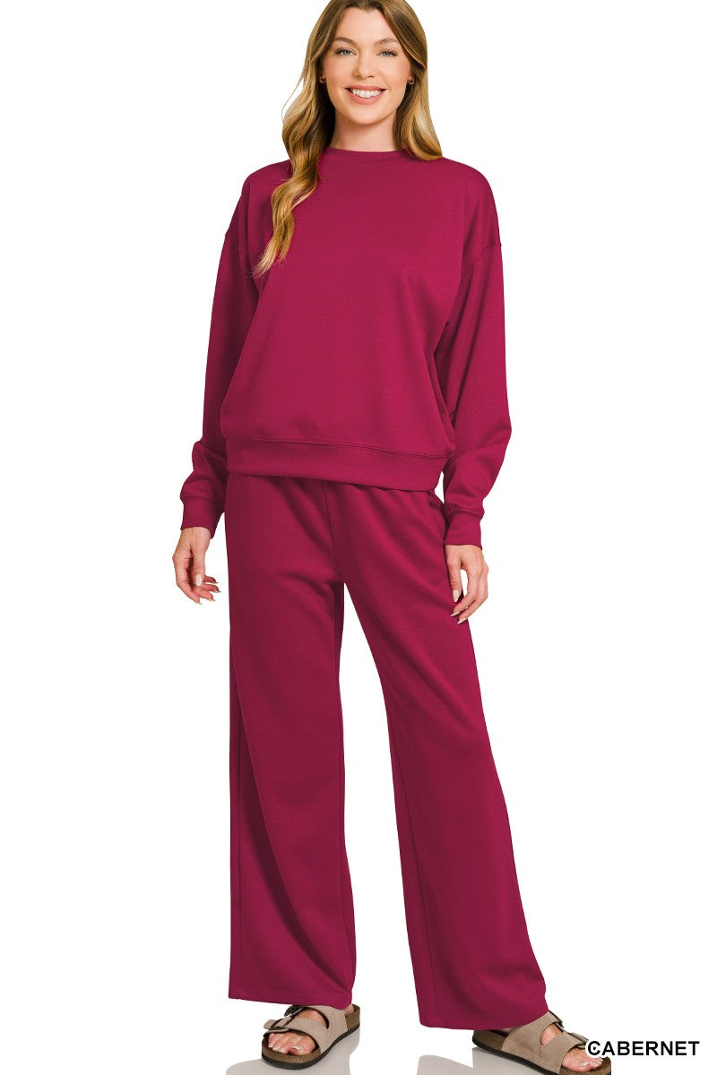 Scuba Crewneck Pullover & Pants Set (5 COLORS) | ZENANA *LA LIVE PREORDER