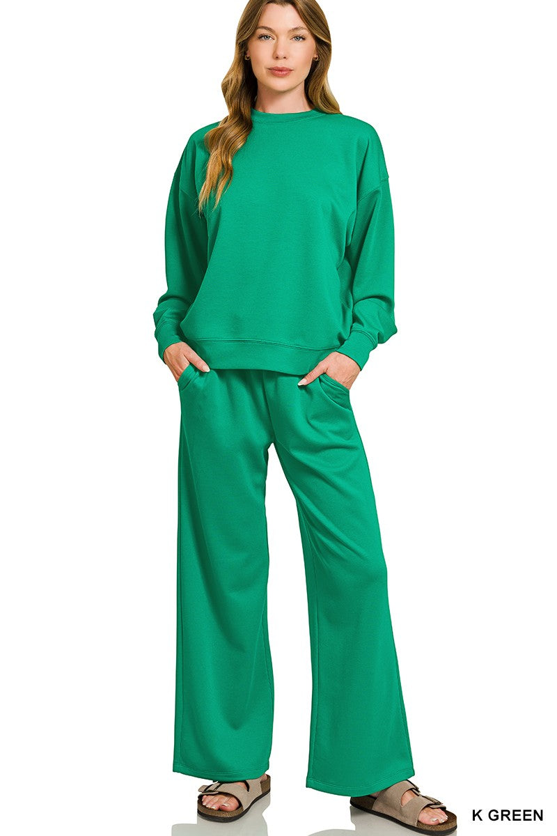 Scuba Crewneck Pullover & Pants Set (5 COLORS) | ZENANA *LA LIVE PREORDER