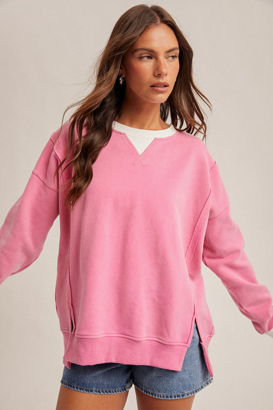 Color Block Snow Wash Oversized Sweatshirt (2 COLORS) | HEM & THREAD *LA LIVE PREORDER 37%OFF