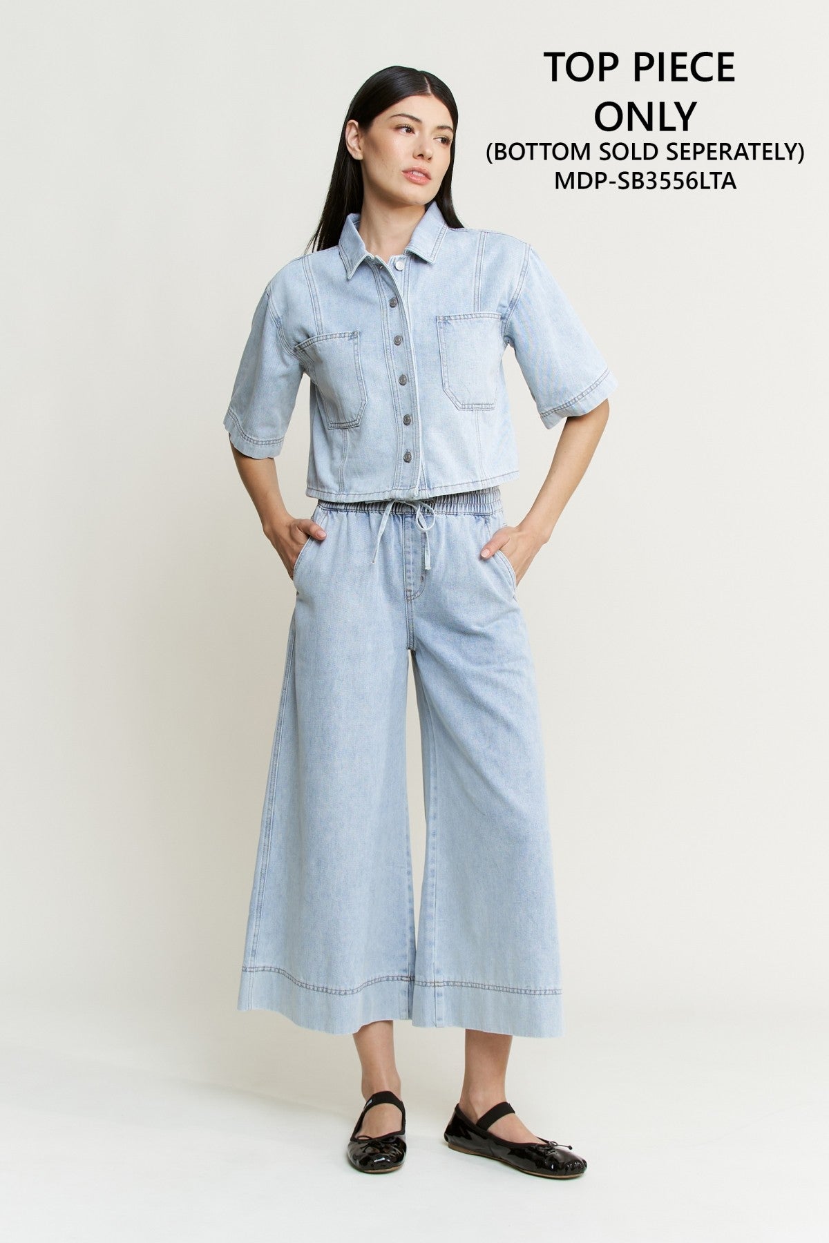 Light Sea Cropped Denim Shirt | MICA *PREORDER