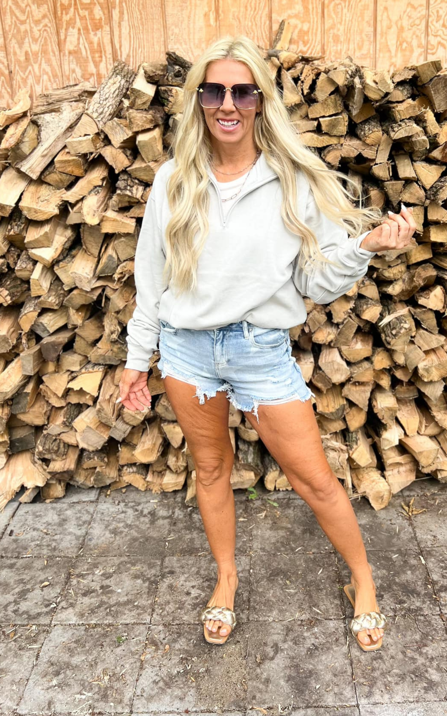 The Meredith Heather Long Sleeve Half Zip Pullover - Final Sale