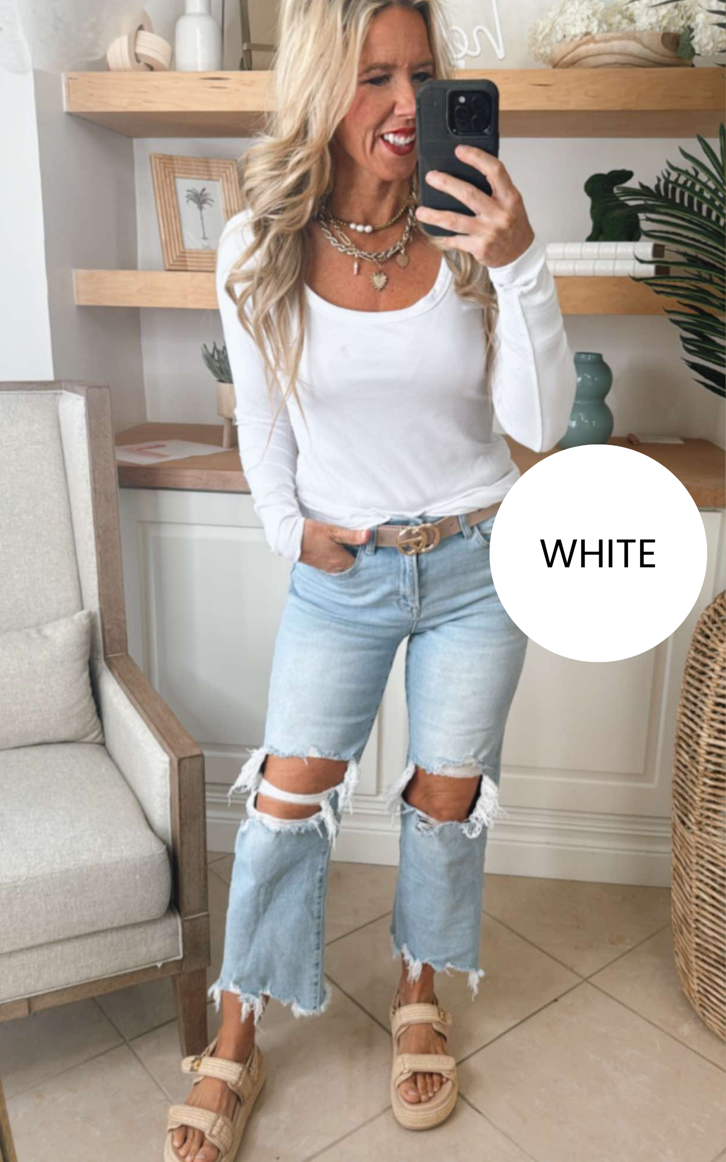 Hold Tight Scoop Neck Long Sleeve Top | SALTY WAVE