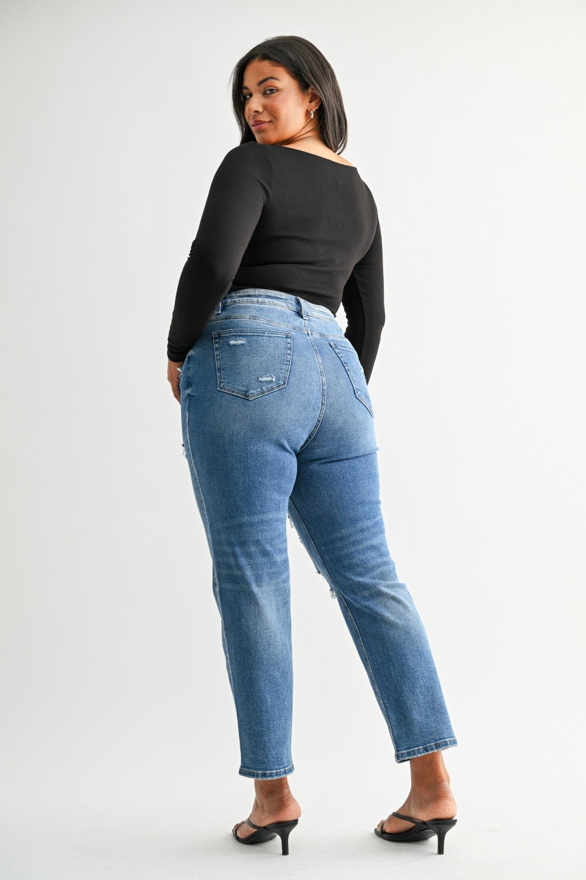 Vintage Blue Super High Straight Crop Denim Jean | MICA *PREORDER