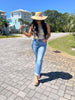 High Rise Straight Leg w/ Cuffed Hem Denim Jean | MICA -FINAL SALE