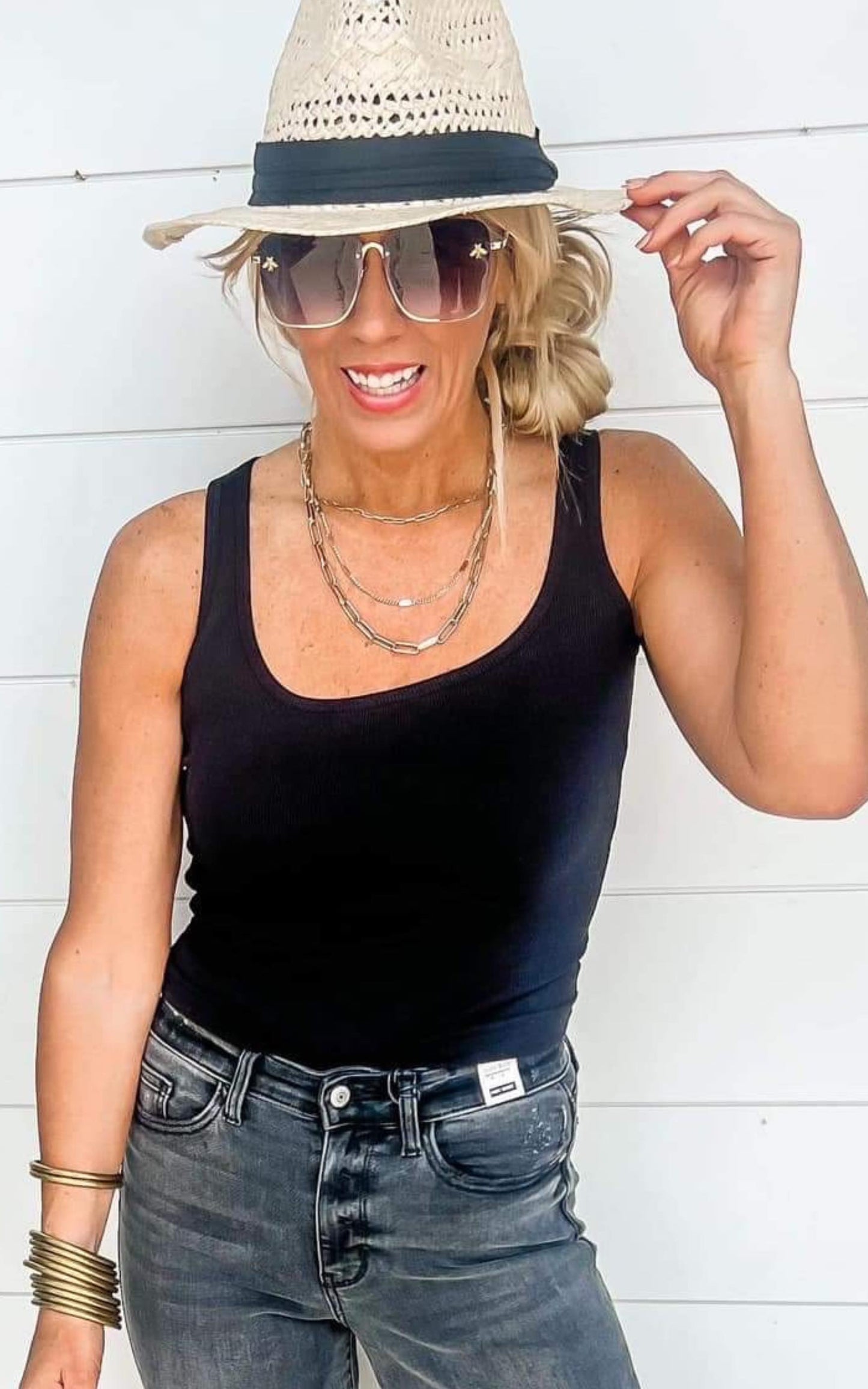 Square Neck Ribbed Tank Top | Mono B - Final Sale**