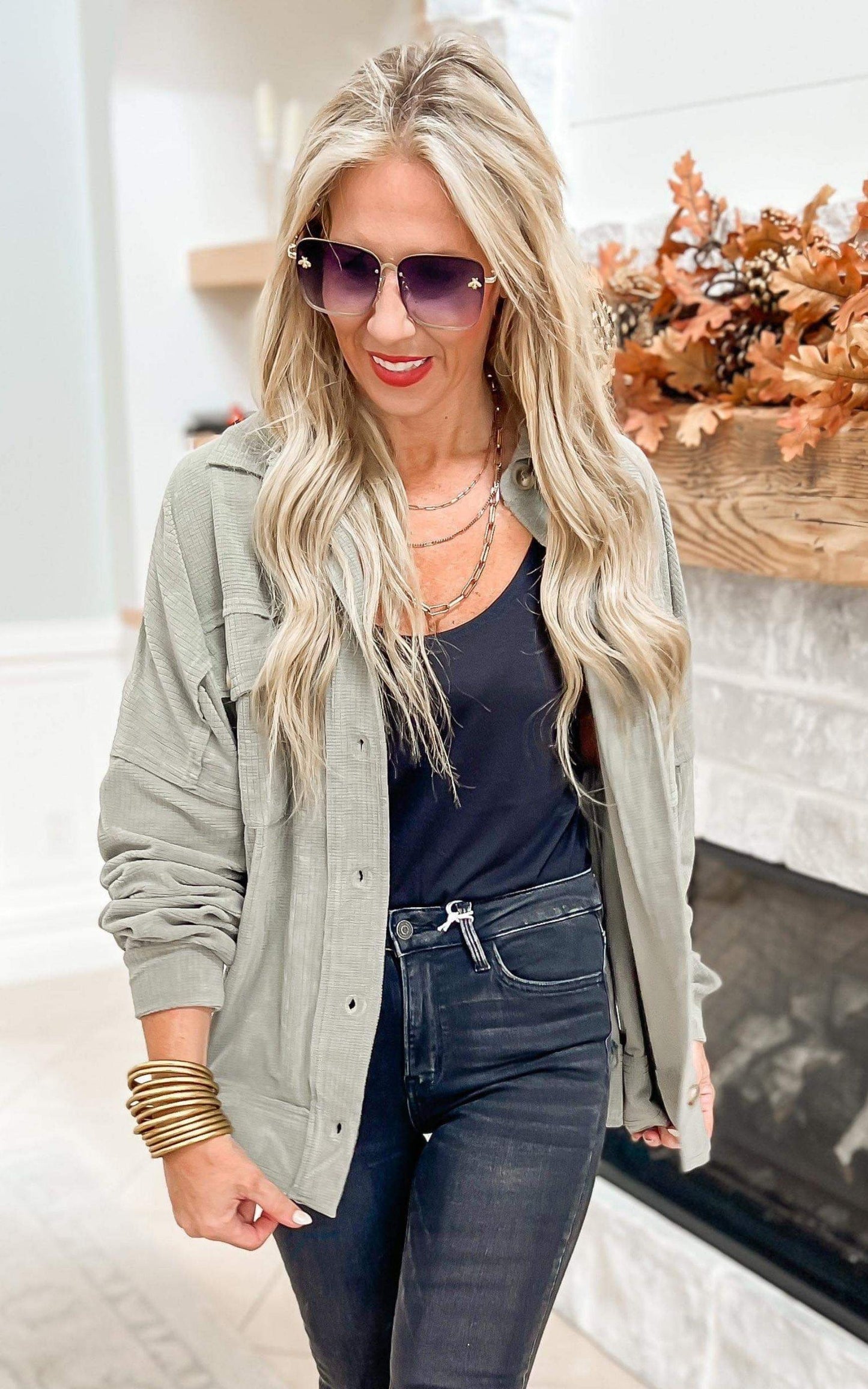 Checkered Terry Fleece Shacket