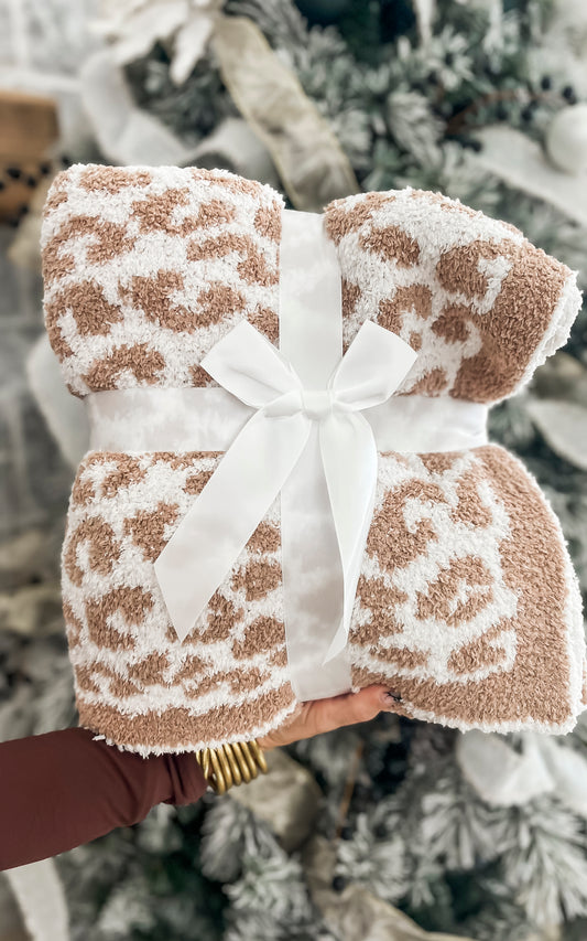 The Cognac Leopard Dreamer Blanket by Salty Wave **DEAL-FINAL SALE