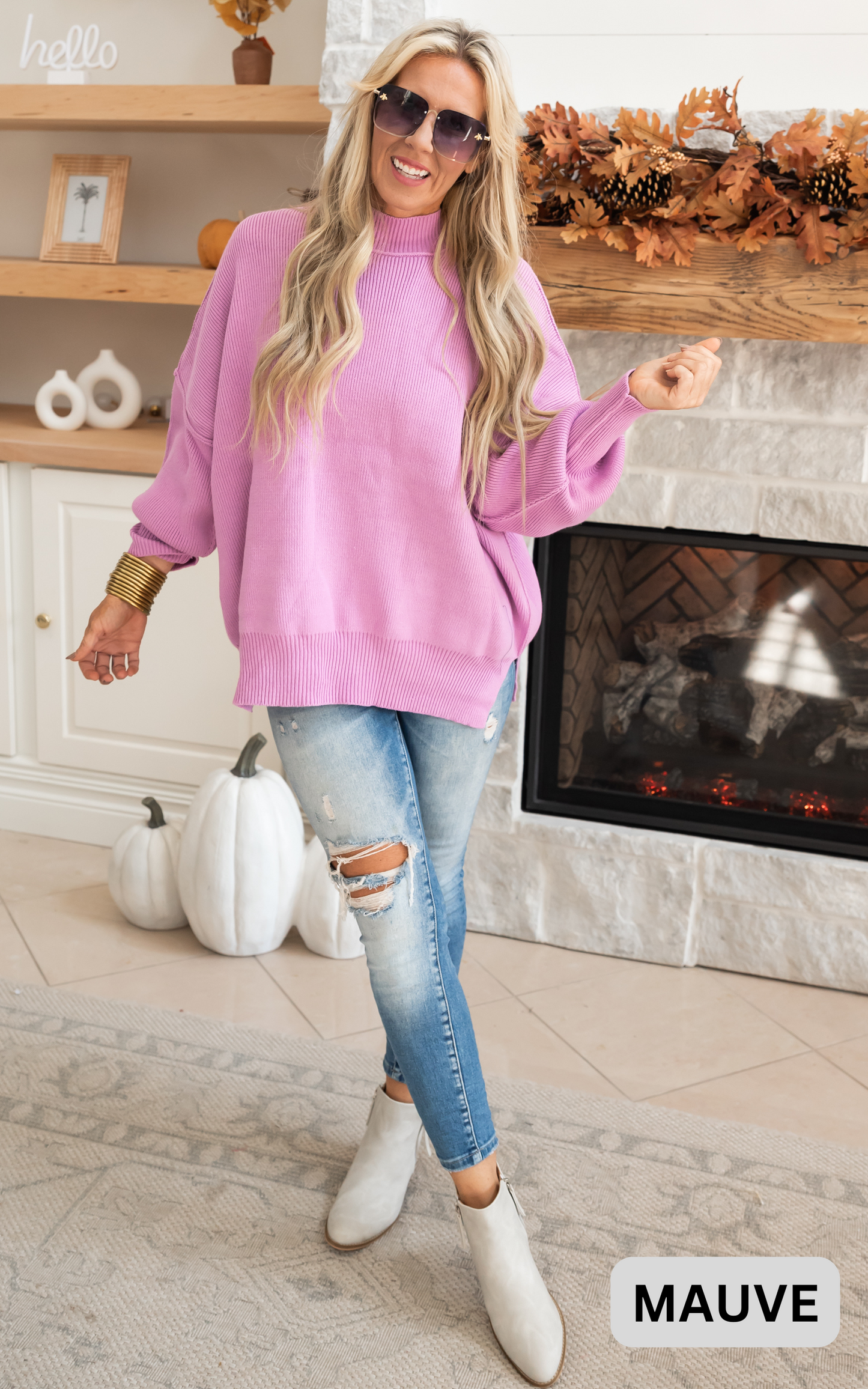 mauve sweater