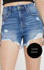 High Rise Distressed Denim Shorts | RISEN
