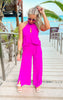 Textured Solid Teardrop Keyhole Halter Top** - Final Sale