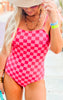 SALTY WAVE Hot Pink Checked One Piece Swimsuit -FINAL SALE