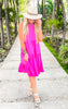 pink halter midi dress