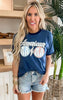 Denim Navy AMERICAN MAMA Ringer Graphic T-shirt - Final Sale