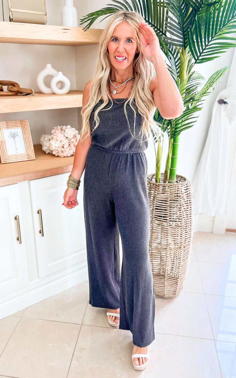 Charcoal Strapless Jumpsuit