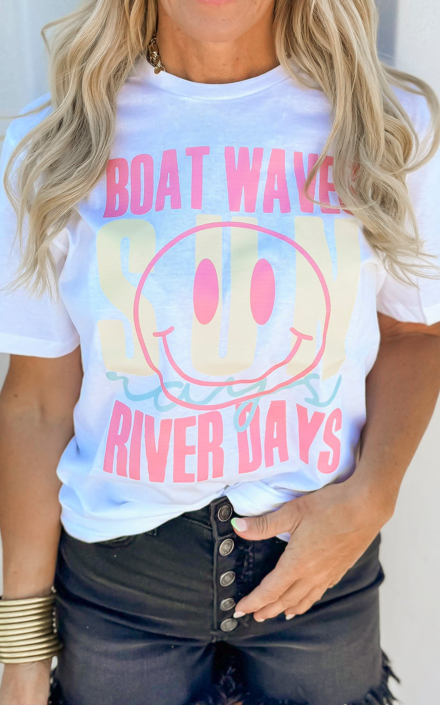 Boat Waves, Sun Rays, River Days Graphic T-shirt