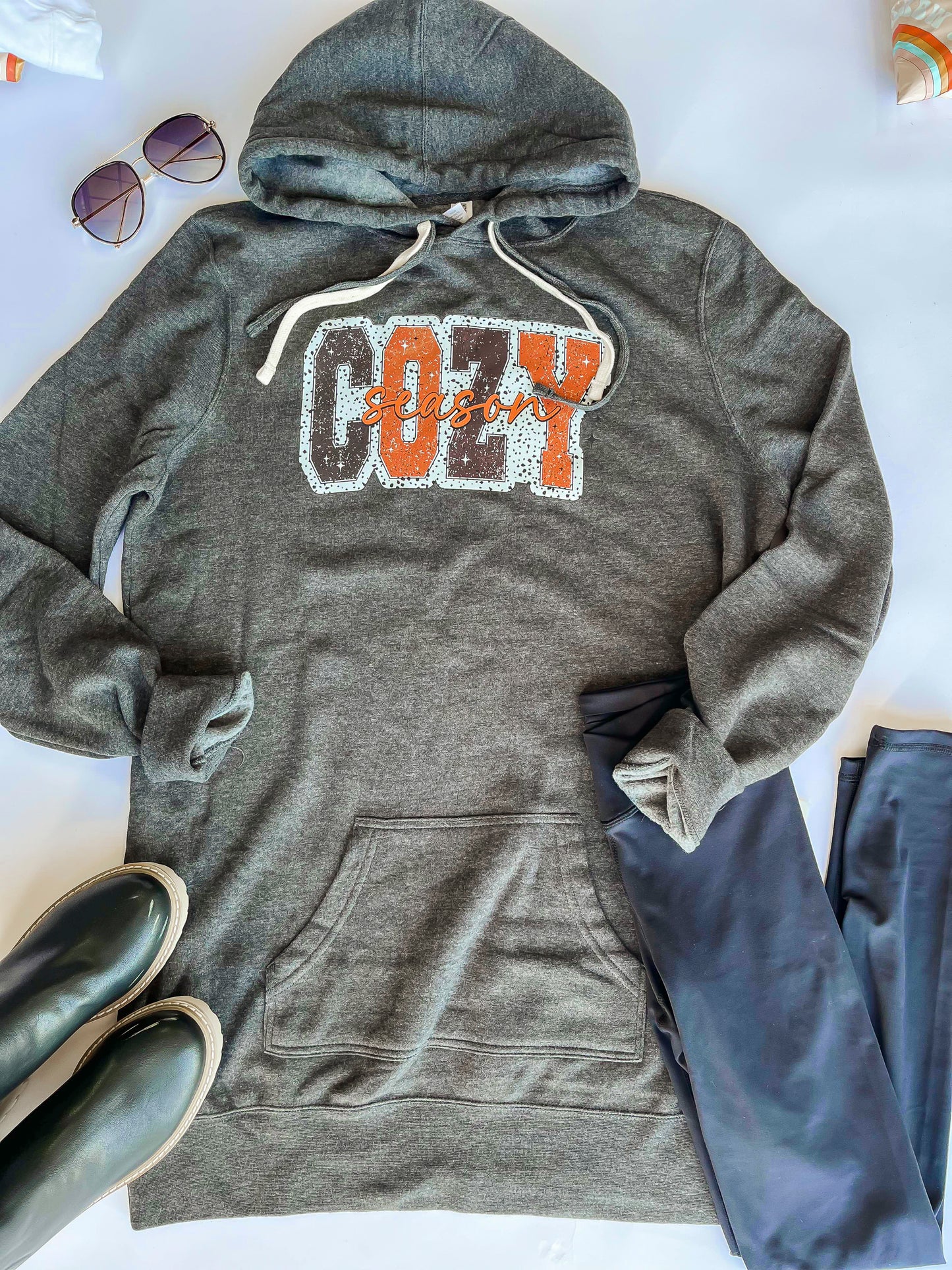 Cozy Season Dark Grey Graphic Hoodie - Final Sale