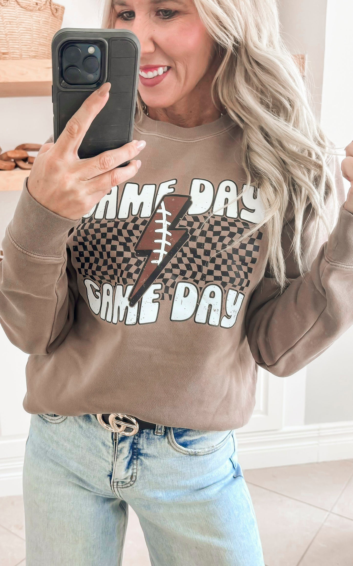 Gameday Football Lightning Pigment Dyed Graphic Sweatshirt - Final Sale