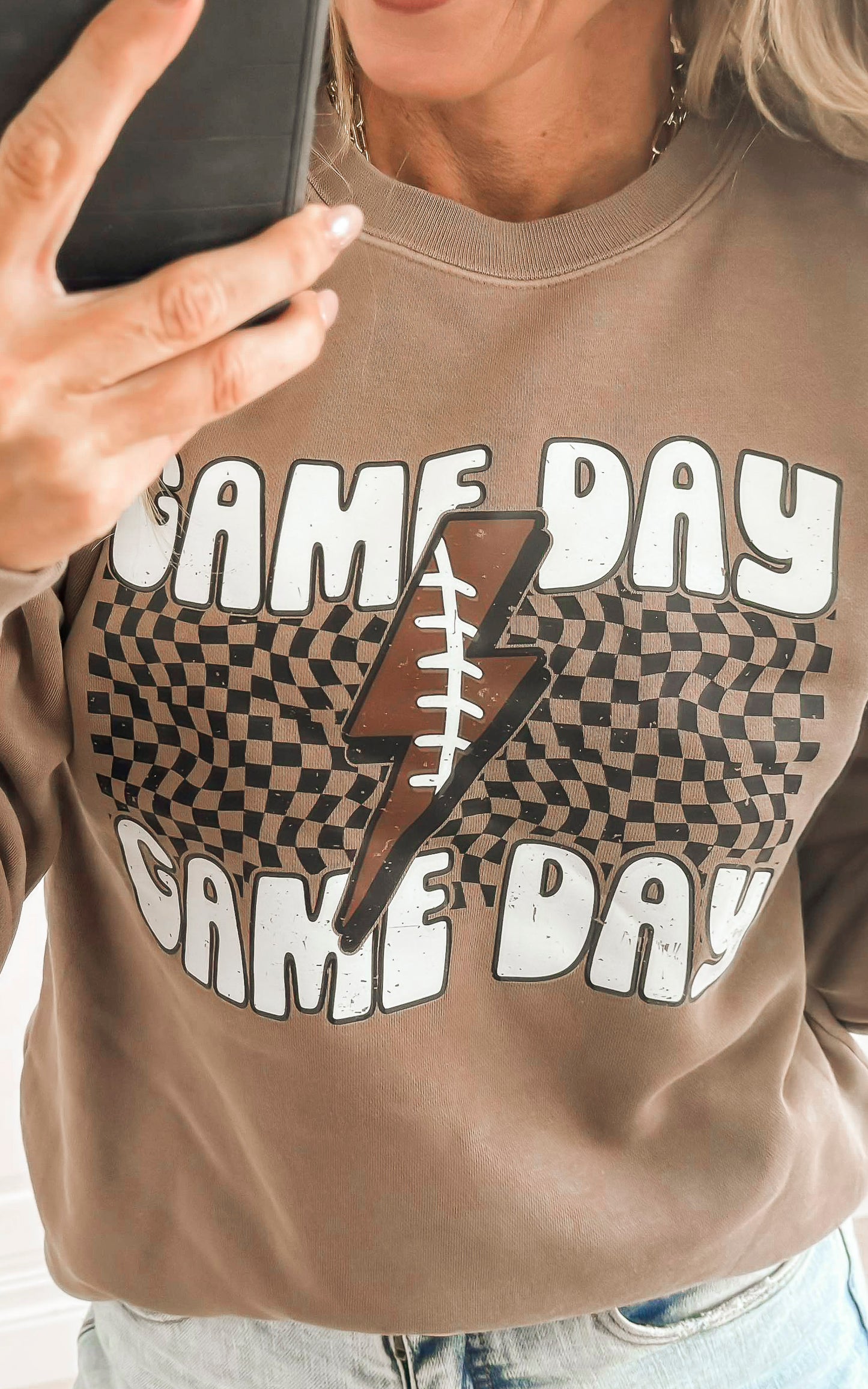 Gameday Football Lightning Pigment Dyed Graphic Sweatshirt - Final Sale
