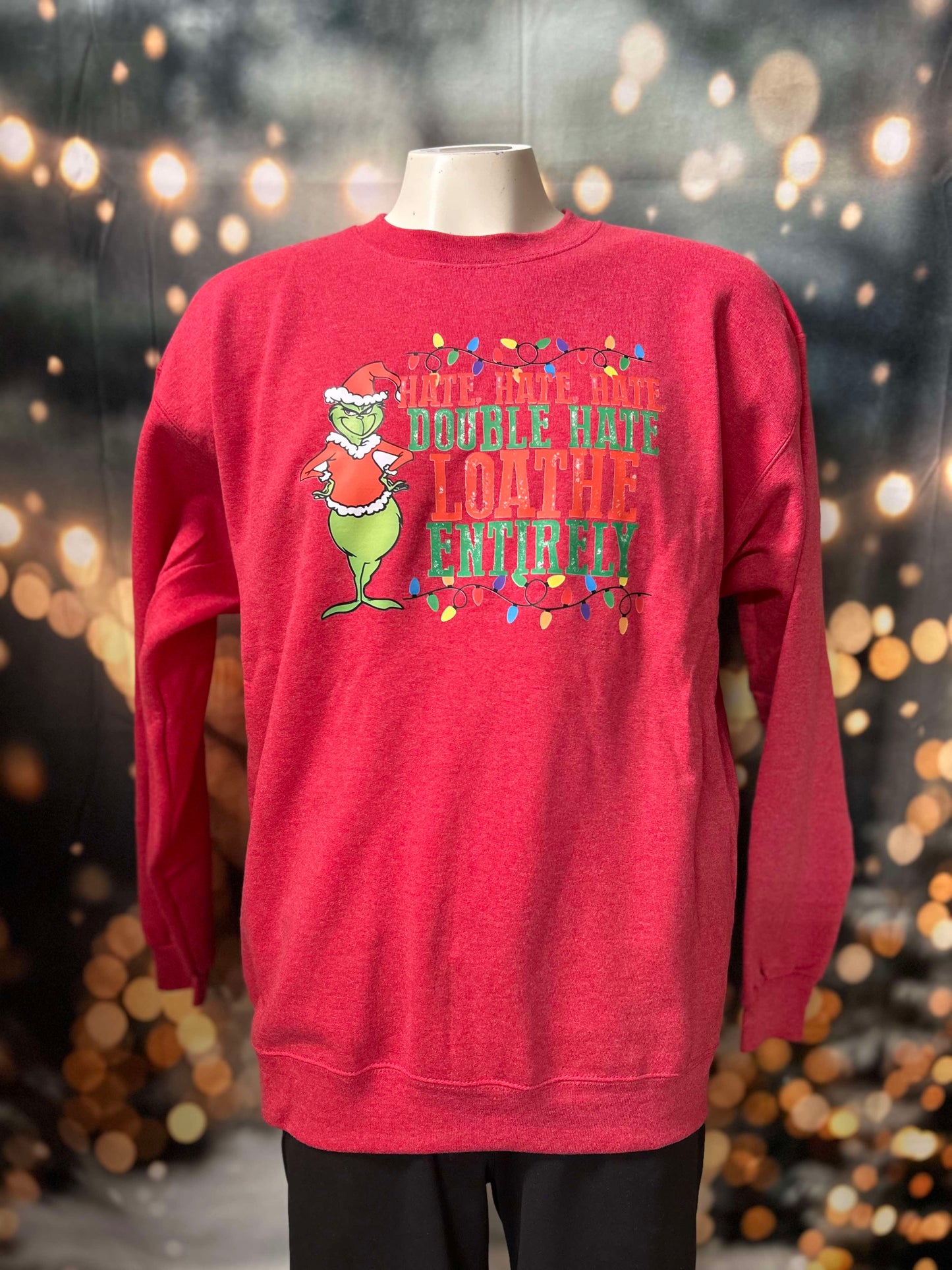 Hate Hate Hate Double Hate Holiday Red Long Sleeve Graphic Top - Final Sale