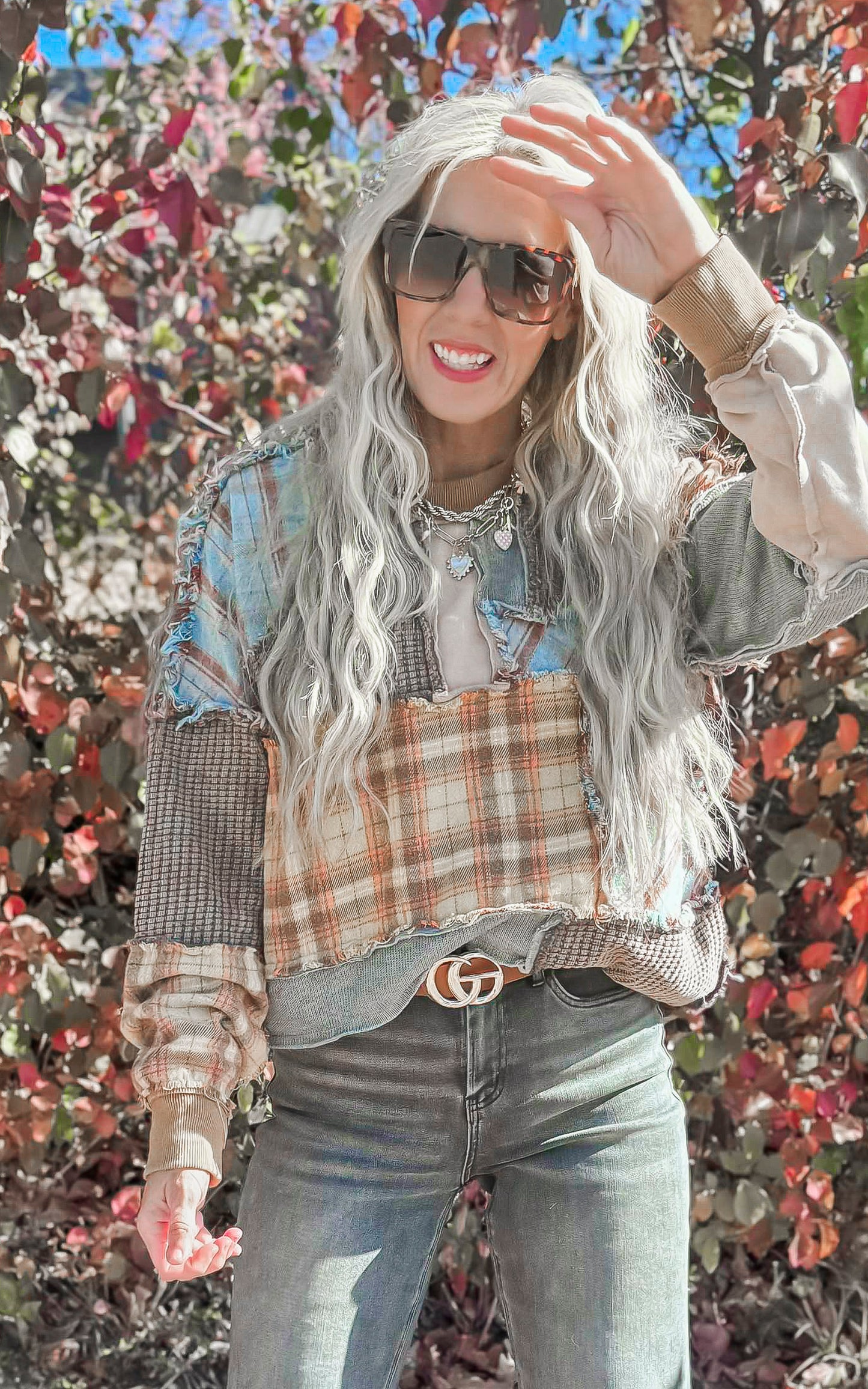 Washed Plaid Mix Patchwork Top - Final Sale