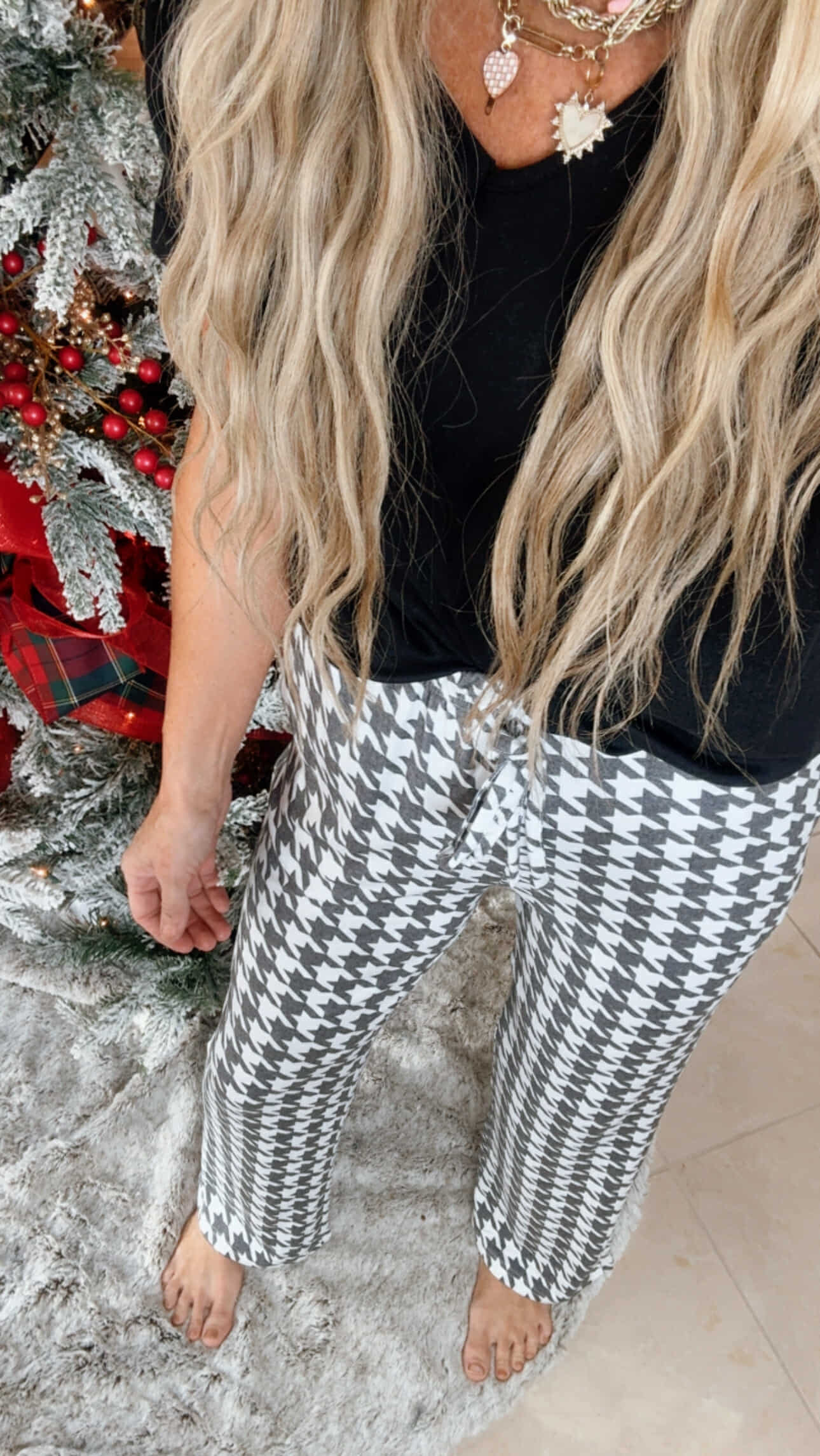Black Houndstooth Pajama Pant Set by Salty Wave (TOP & BOTTOM)