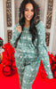 Green Reindeer Long Sleeve Pajama Pant Set by Salty Wave (TOP & BOTTOM)