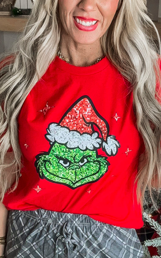 Sparkle Red Holiday Graphic T-shirt**