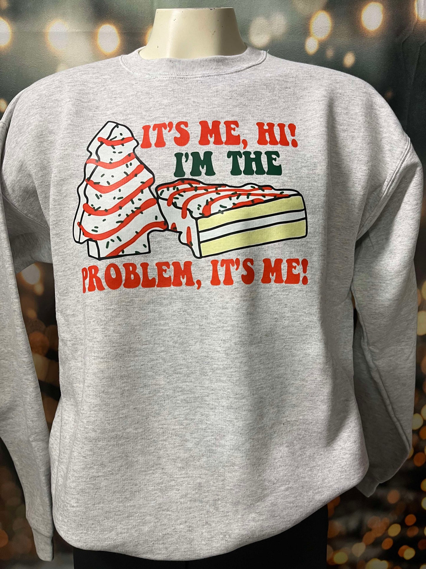 It's Me, Hi! I'm the Problem Holiday Heather Grey Graphic Crewneck Sweatshirt - Final Sale**