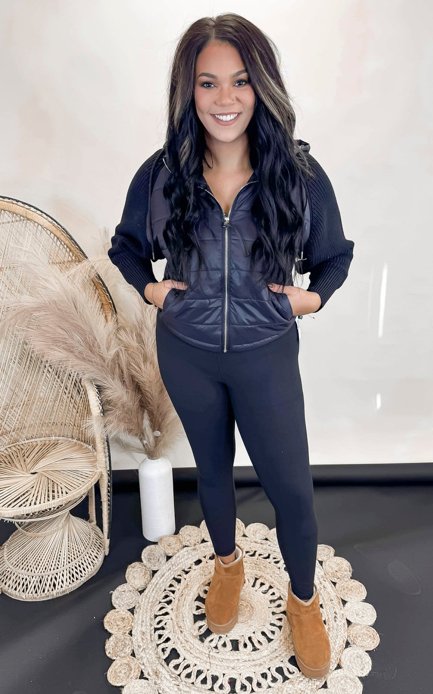 Nylon and Knit Hybrid Zip-Up Hoodie Jacket | MONO B - Final Sale