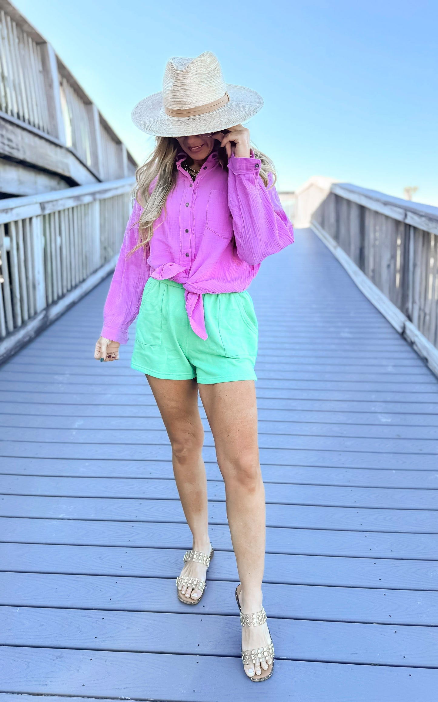 Gauze Button Up Long Sleeve Top - Final Sale