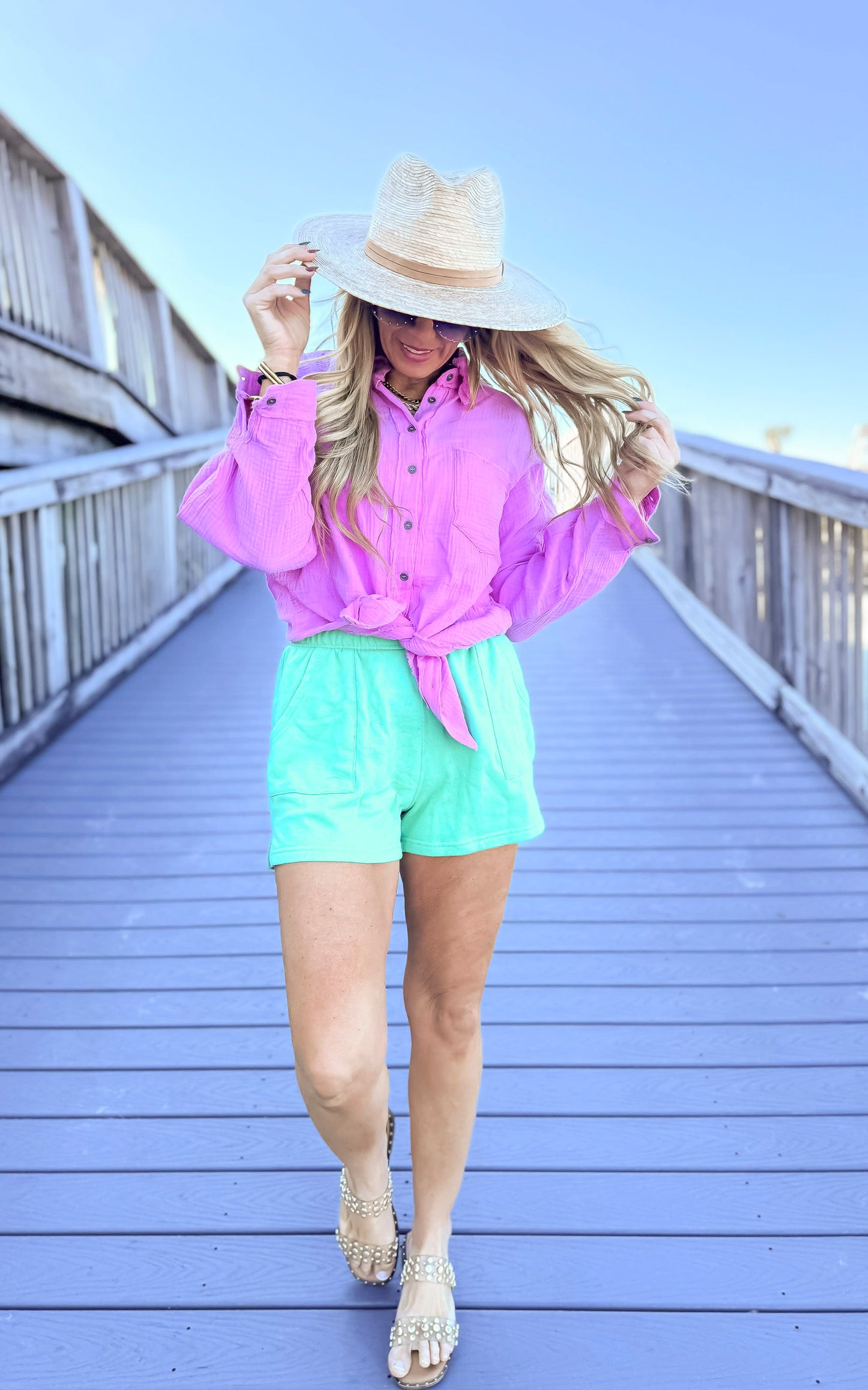 Gauze Button Up Long Sleeve Top - Final Sale