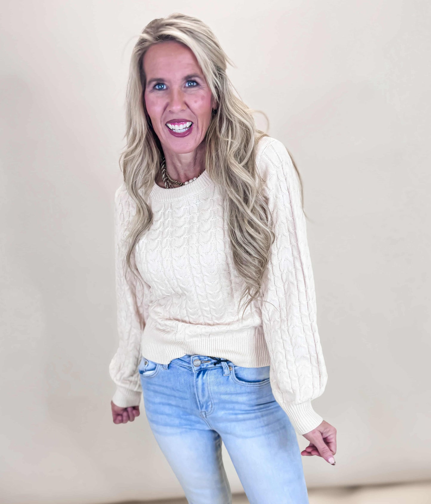 Soft Cable Knit Sweater Top - Final Sale