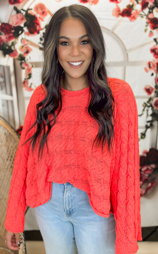 Semi Cropped Knitted Solid Sweater | POL - Final Sale