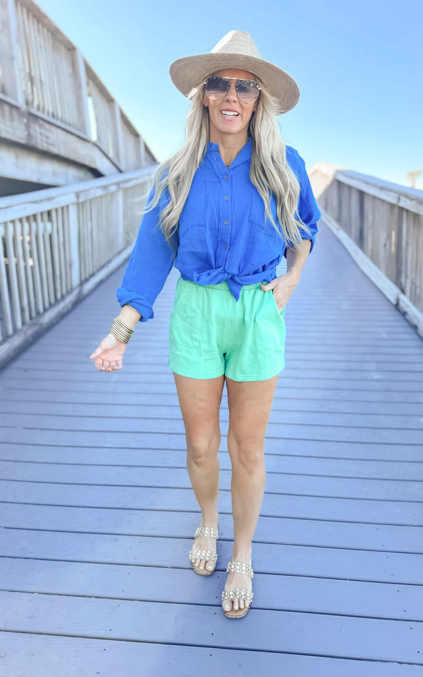 Gauze Button Up Long Sleeve Top - Final Sale