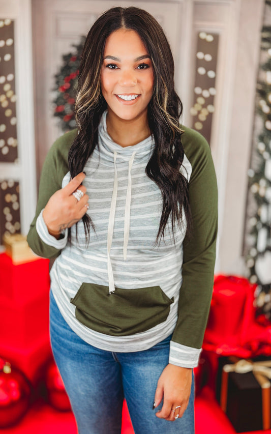 Striped Cowl Neck Tunic Top - Final Sale