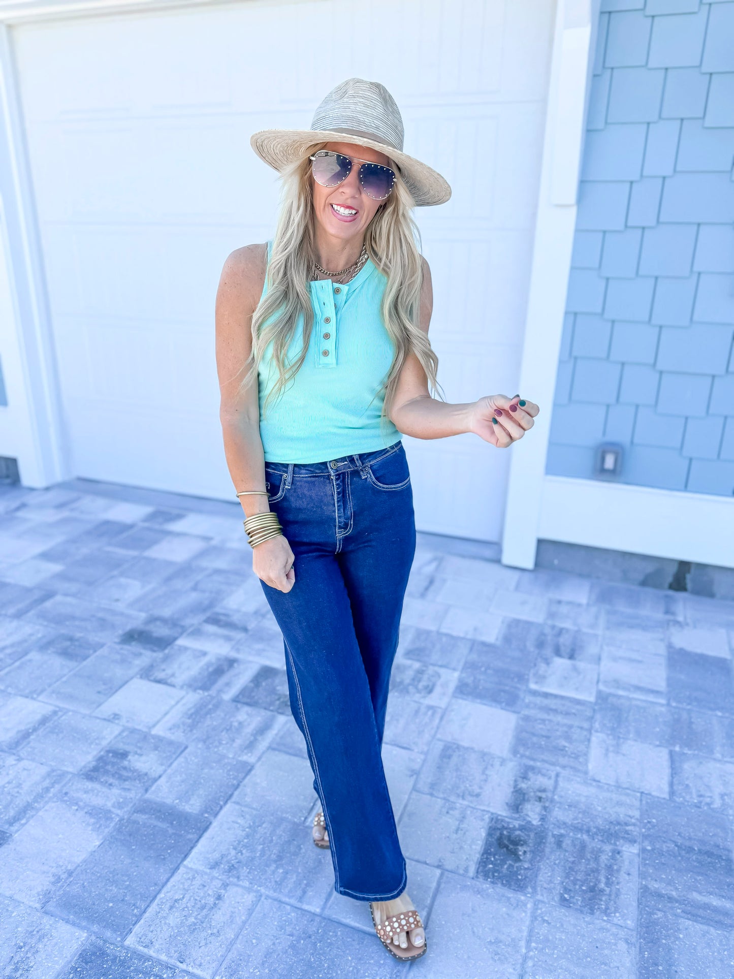 Natural Indigo Super High Wide Leg Denim Jeans | MICA - Final Sale